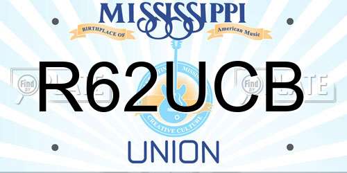 R62UCB Mississippi License Plate
