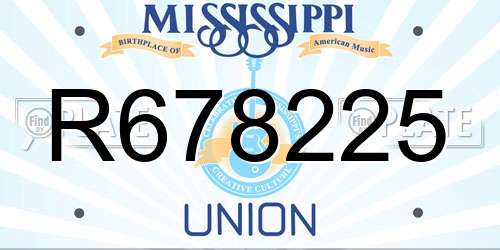 R678225 Mississippi License Plate