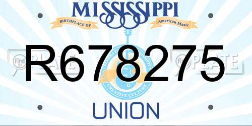 R678275 Mississippi License Plate