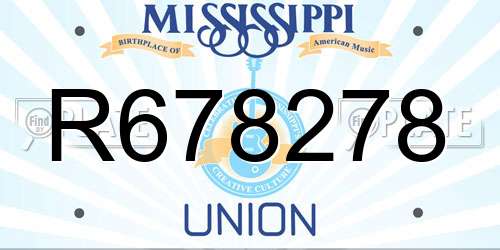 R678278 Mississippi License Plate