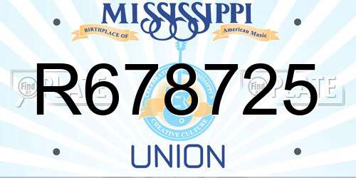 R678725 Mississippi License Plate