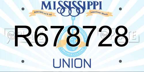 R678728 Mississippi License Plate