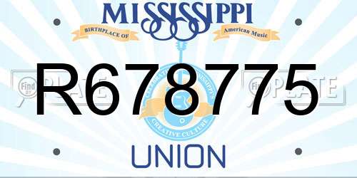 R678775 Mississippi License Plate