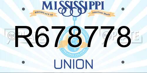 R678778 Mississippi License Plate