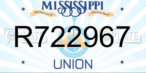 R722967 Mississippi License Plate