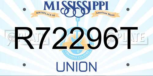 R72296T Mississippi License Plate