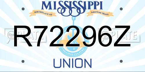R72296Z Mississippi License Plate