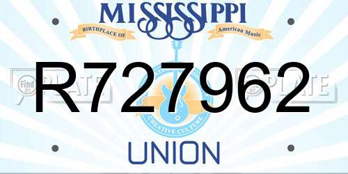 R727962 Mississippi License Plate