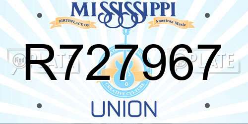 R727967 Mississippi License Plate