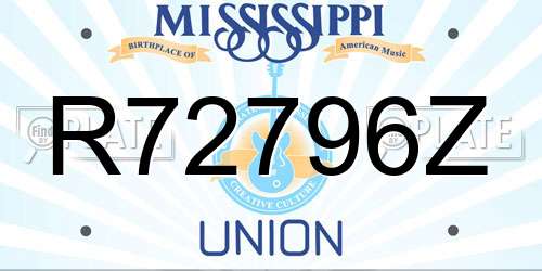 R72796Z Mississippi License Plate