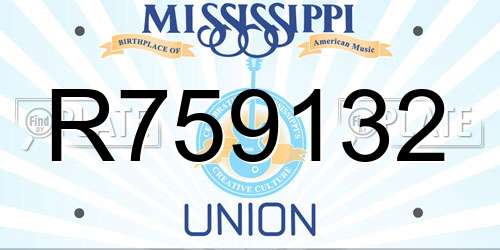 R759132 Mississippi License Plate