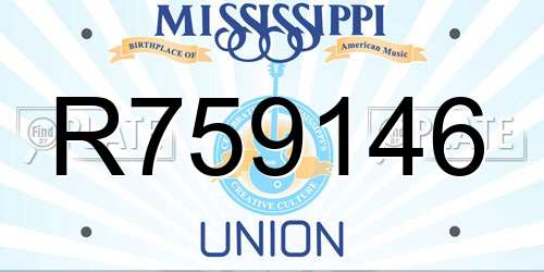 R759146 Mississippi License Plate