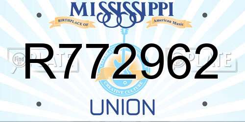R772962 Mississippi License Plate