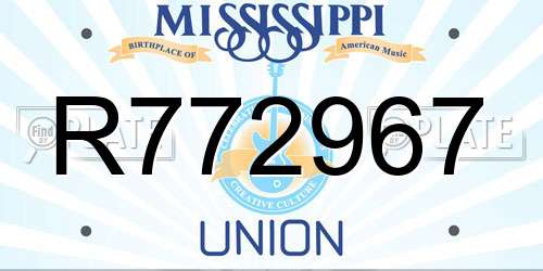 R772967 Mississippi License Plate
