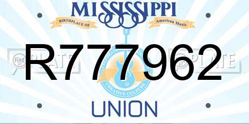 R777962 Mississippi License Plate