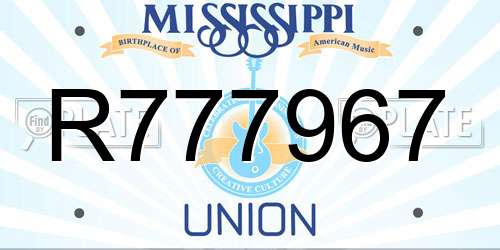 R777967 Mississippi License Plate