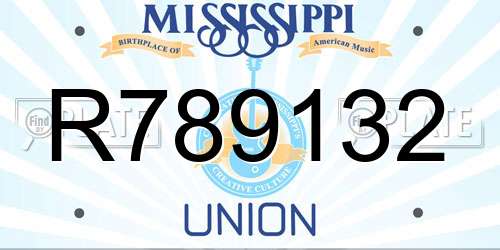 R789132 Mississippi License Plate