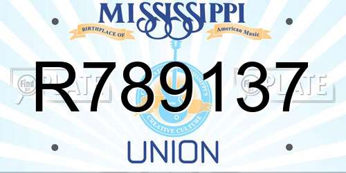 R789137 Mississippi License Plate