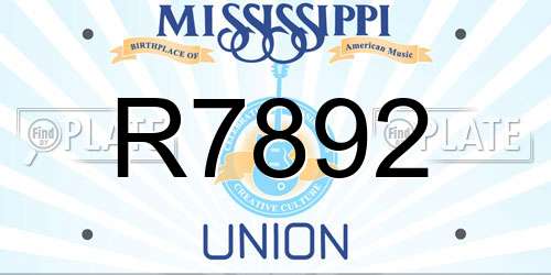 R7892 Mississippi License Plate