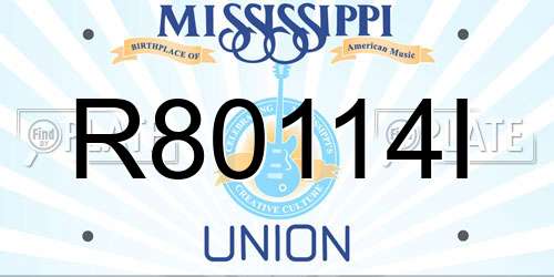 R80114I Mississippi License Plate