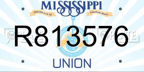 R813576 Mississippi License Plate