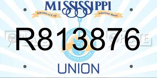 R813876 Mississippi License Plate