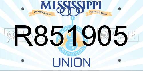 R851905 Mississippi License Plate