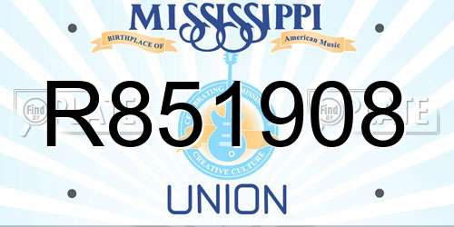 R851908 Mississippi License Plate