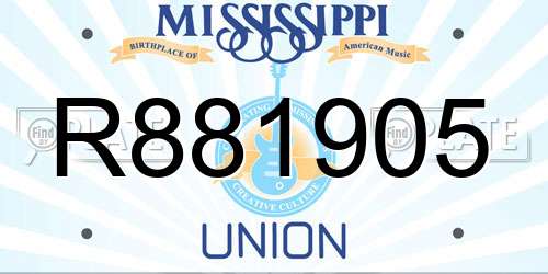 R881905 Mississippi License Plate
