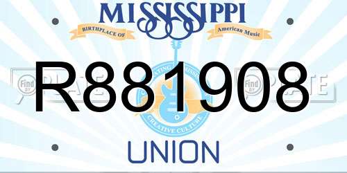 R881908 Mississippi License Plate