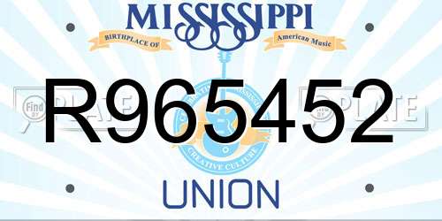 R965452 Mississippi License Plate