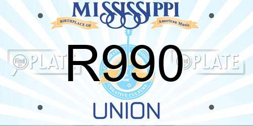 R990 Mississippi License Plate