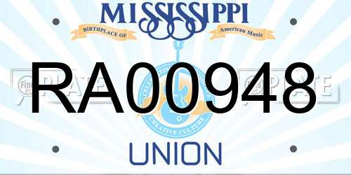 RA00948 Mississippi License Plate