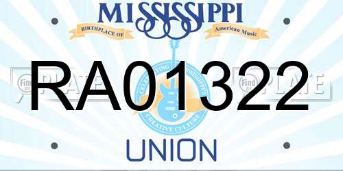 RA01322 Mississippi License Plate