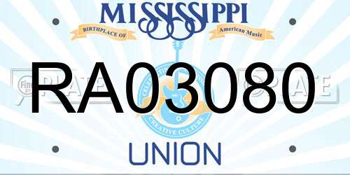 RA03080 Mississippi License Plate