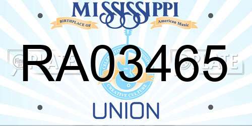 RA03465 Mississippi License Plate