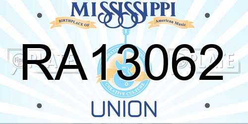 RA13062 Mississippi License Plate