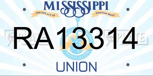 RA13314 Mississippi License Plate