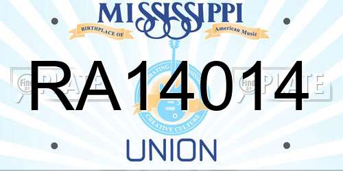 RA14014 Mississippi License Plate