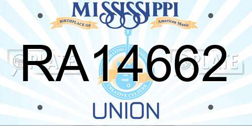RA14662 Mississippi License Plate