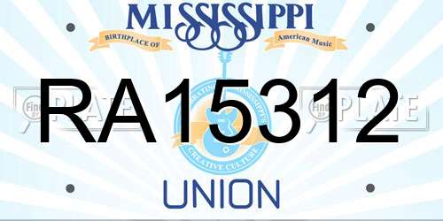 RA15312 Mississippi License Plate