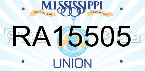RA15505 Mississippi License Plate