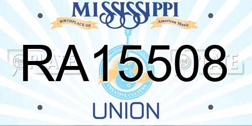 RA15508 Mississippi License Plate