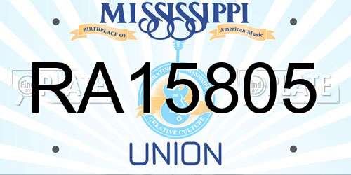 RA15805 Mississippi License Plate