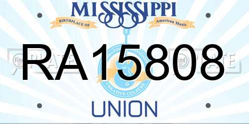 RA15808 Mississippi License Plate