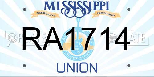 RA1714 Mississippi License Plate