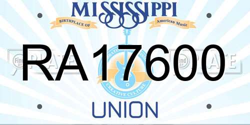 RA17600 Mississippi License Plate