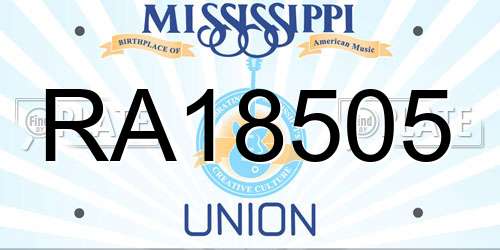 RA18505 Mississippi License Plate
