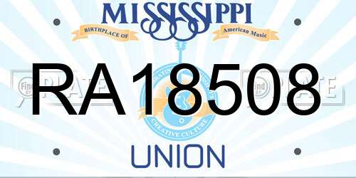 RA18508 Mississippi License Plate