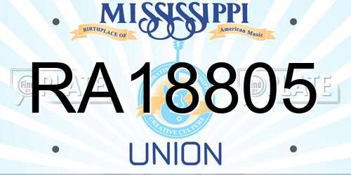 RA18805 Mississippi License Plate